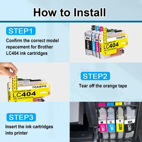 Miniatura 5 de LC404 - Cartuchos de tinta compatibles con cartuchos Brother LC404, funcionan con impresora Brother MFC-J1205W MFC-J1215W, paquete de 4