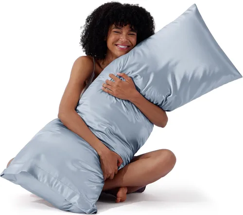 Miniatura 43 de Bedsure Paquete de 2 fundas de almohada de satén similares a las fundas de almohada de seda tamaño estándar, funda de almohada para mujeres que 01