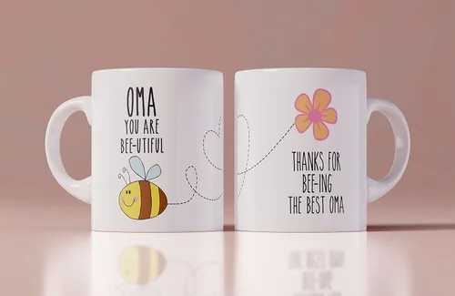 Oma You Are Bee-Utiful Beautiful - Taza de café con mensaje personalizado con ilustración de abeja linda, regalo para el día de la madre, regalo