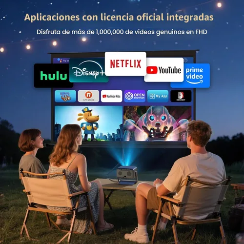 Miniatura 4 de [3500 ANSI/aplicaciones oficiales/audio de 65W] Proyector 4K para exteriores con WiFi y Bluetooth, enfoque automático, proyector inteligente Bronce