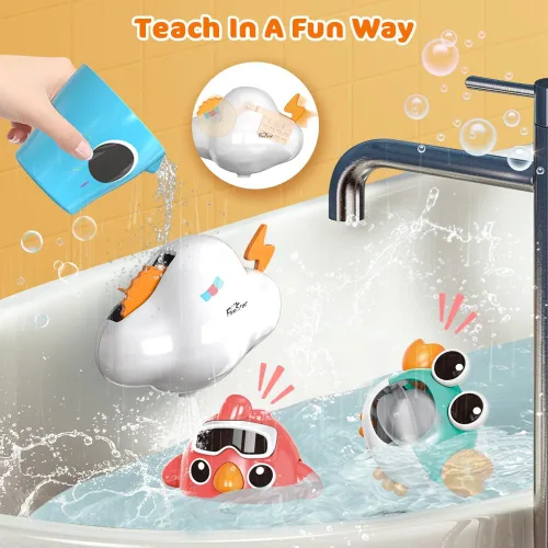 Miniatura 4 de VATOS Juguetes de baño para bebés, juguetes de baño de baloncesto de elefante para bebés, niños y niñas de 1 año, juego de bañera para bebés