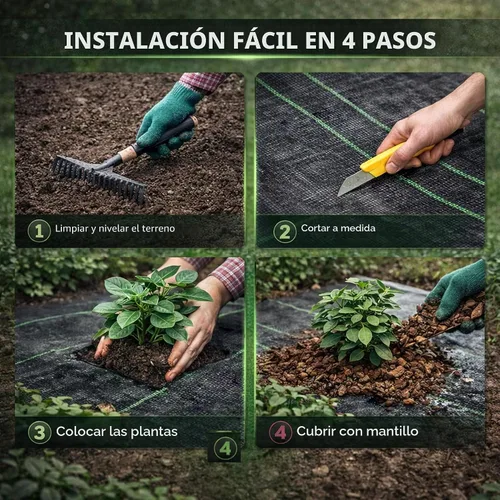 Miniatura 5 de Tela de paisaje resistente de barrera de malezas, cubierta de suelo geotextil tejida, alfombrilla de control de malezas prémium para camas