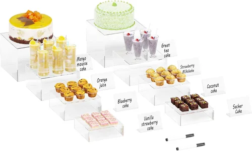 Miniatura 11 de Neatsure 8 piezas elevadores para buffet, elevadores de comida para mesa de buffet, soporte de exhibición para catering de postres, artículos