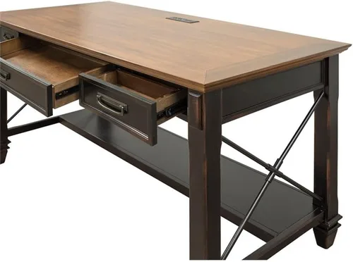 Miniatura 5 de Martin Furniture Hartford - Escritorio de madera marrón para escribir, estación de trabajo de oficina, muebles de estudio en casa, marco elegante