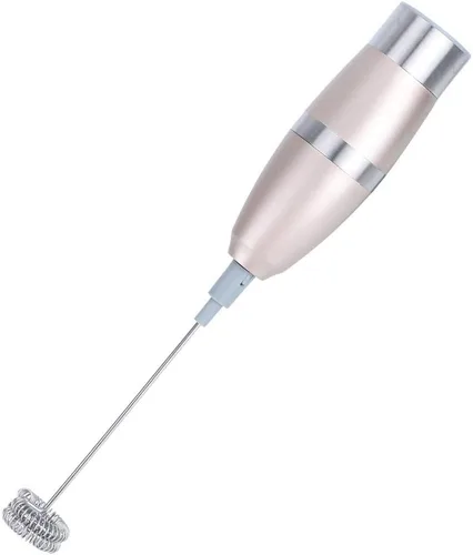 Fdit Espumador eléctrico de leche, oro rosa, acero inoxidable, máquina de espuma con 2 cabezales mezcladores y cepillo de limpieza, para cafés,