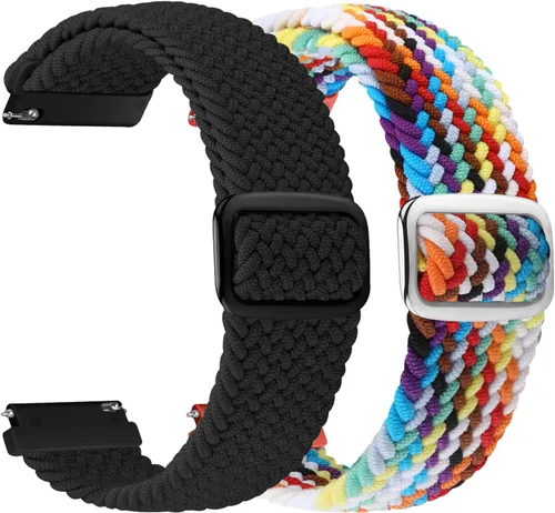 Miniatura 9 de 2 Pack 22mm Quick Release Braided Bands Compatible with Garmin Vivoactive 4 45mm, Forerunner 570 47mm/255/265, Adjustable Band for Amazfit Bip 6/5