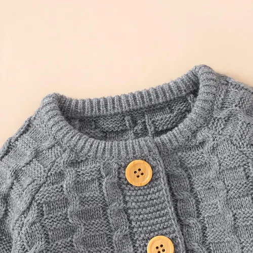 Miniatura 4 de Mameluco para bebé recién nacido, ropa de manga larga con botones, lindo traje de invierno para bebé