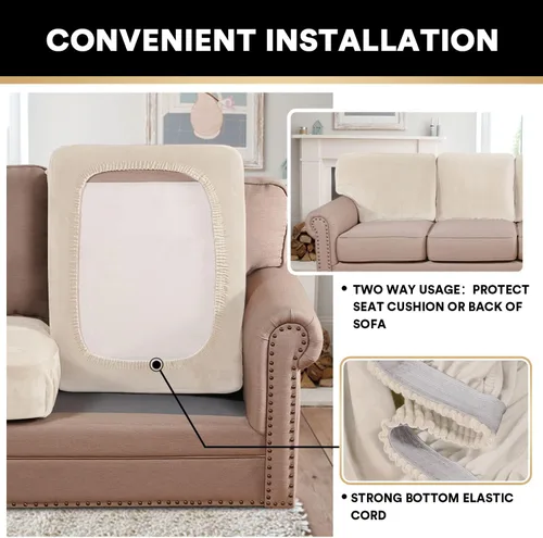 Miniatura 5 de PrinceDeco Funda de Cojín de Sofá de Terciopelo Elástica Fundas de Asiento de Sofá Lavables Funda Deslizable de Cojín para Silla Sofá de Dos Plazas