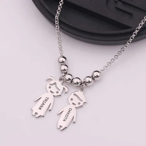 Miniatura 2 de OBTIAN - Collar con colgante de plata 925 con grabado personalizado para niños y madres hecho a medida para cualquier niño o niña para regalo