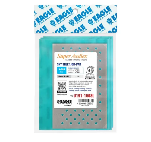 Miniatura 20 de Super Assilex Hojas de Lijado Flexibles Job-PAK, Lime K-1000, U191-2507, 4 Hojas + 1 Almohadilla de Mano M para Medias Hojas K-1000 Lima