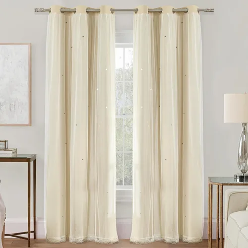 Miniatura 97 de XiDi Cortinas opacas con estrellas para habitaciones de niños, cortinas verdes para ventana de dormitorio de niños, azul y gris, 52 pulgadas de Azul