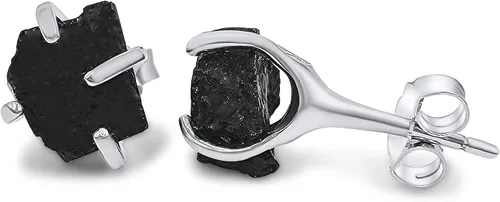 Miniatura 49 de Natural raw gemstone stud earrings with white gold over 925 sterling silver, 6 to 7mm rough genuine quality birthstone gift for her, Uniquelan
