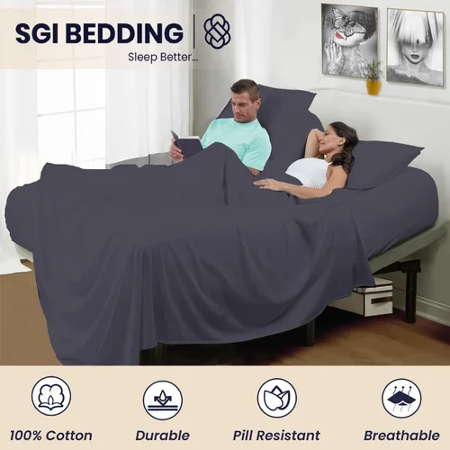 Miniatura 6 de SGI bedding Juego de sábanas King de 36 pulgadas, 100 % algodón egipcio, sábanas ajustables de 600 hilos, juego de sábanas ajustables de 4 piezas