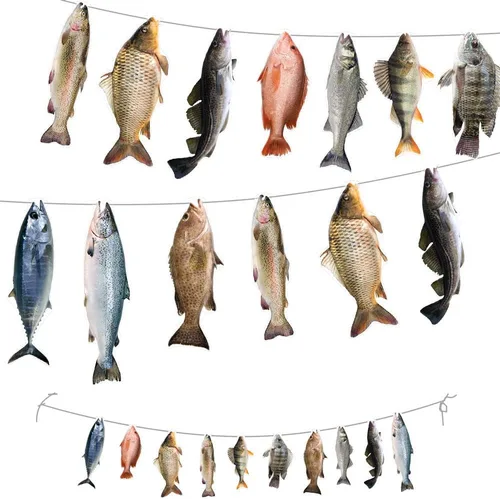 Gone Fishing String - Cartel colgante para cumpleaños, bienvenida, hogar, vacaciones, reunión familiar, competencia de pesca de lubina, estanque de