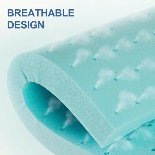 Miniatura 2 de Eiayeebil Cubrecolchón de espuma viscoelástica de 2 pulgadas, tamaño individual, protector de colchón de espuma con infusión de gel, azul suave