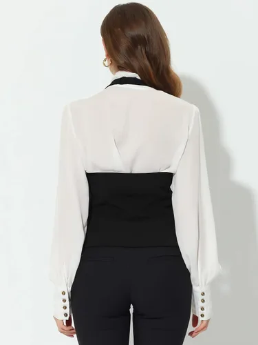 Miniatura 4 de Allegra K Chaleco de mujer con cuello halter vintage sin mangas con botones elegante chaleco M