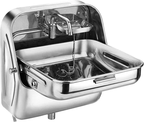 Miniatura 10 de Fregadero de acero inoxidable montado en la pared de un solo cuenco, lavabo triangular grueso para fregadero pequeño para cocina, baño, lavabo