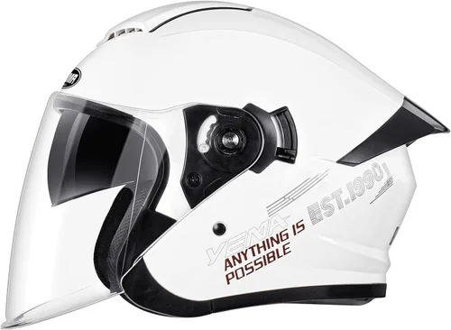 Miniatura 2 de YEMA Casco de motocicleta de cara abierta 3/4 aprobado por DOT, doble visera, hebilla de liberación rápida, cascos de motocicleta para adultos