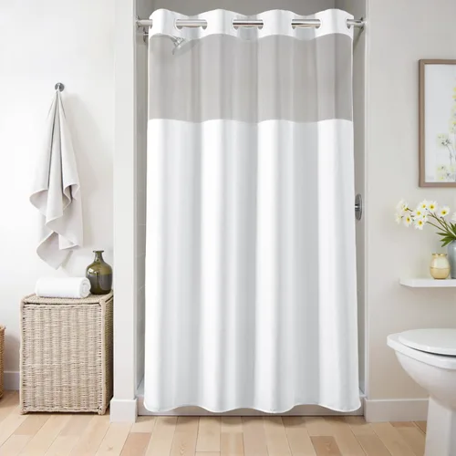 Miniatura 13 de River Dream Cortina de ducha o forro sin gancho con ventana transparente, no incluye forro ni necesario, repelente al agua, lavable a máquina Beige