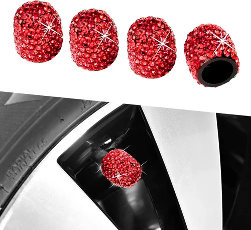 Miniatura 7 de Kewucn Bling Tapas de Vástago de Válvula de Neumático de Coche, Paquete de 4 Cubiertas Hechas a Mano de Cristal Centelleante con Diamantes