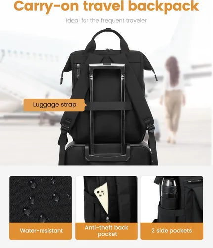 Miniatura 6 de Mochila para portátil para mujeres, mochila de viaje para trabajo y colegio, mochila escolar, 15,6 pulg., versión mejorada, Mochilas Tote 1