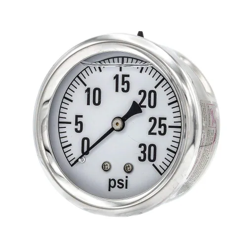 PIC Gauge AG-202L-254C 0-30 PSI Medidor de presión, dial de 2 1/2 pulgadas, conexión NPT macho de 1/4 pulgadas, soporte trasero central, escala
