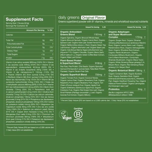 Miniatura 4 de Huel Daily Greens Lemon & Ginger Polvo de Superalimento Verde 91 Vitaminas, Minerales e Ingredientes de Origen Alimenticio Completo