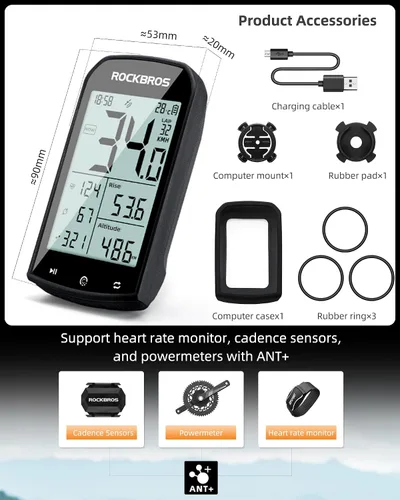Miniatura 4 de ROCKBROS Ordenador de bicicleta inalámbrico Ciclismo Computadoras ANT+ Bluetooth bicicleta velocímetro odómetro bicicleta con sensor de cadencia