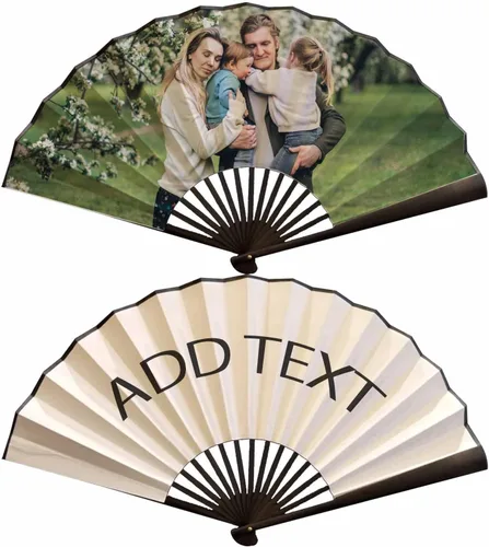 Miniatura 6 de WERWAES Ventilador plegable personalizado con foto personalizada, abanicos plegables para bodas, bailes, salones, cosplay, fiestas, abanicos Madera