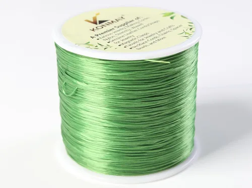 Miniatura 2 de KONMAY Cuerda elástica de elastano verde militar de 0.024 in, cordón elástico suave para abalorios, 450 yardas para pulseras, collares y fabricación