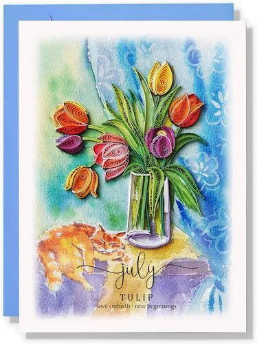 Miniatura 11 de Tarjeta de margarita de cumpleaños de abril, 5 x 7 pulgadas, patrón floral, tarjeta con sobre