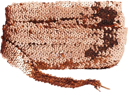 Miniatura 50 de Mandala Crafts Cinta elástica de lentejuelas – 1.5 pulgadas, ribete elástico de lentejuelas amarillas para coser diadema de vestido, 10 yardas