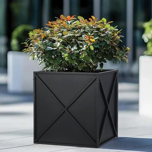 Miniatura 4 de BAYN Macetero Cuadrado de Metal Maceteros Altos para Plantas de Exterior Moderno Resistente con Agujeros de Drenaje para Exterior Interior Patio