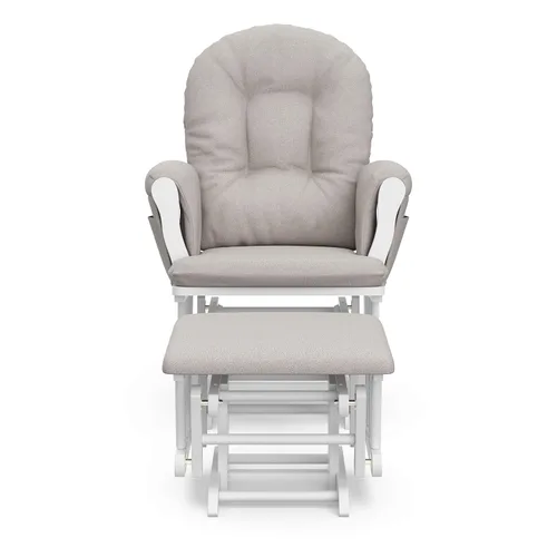 Miniatura 4 de Storkcraft Planeador de Aro Premium y Otomana (Remolino Blanco/Taupe) — Planeador de Guardería Certificado GREENGUARD Gold, Artesanía de Madera