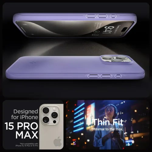 Miniatura 2 de Spigen Funda delgada diseñada para iPhone 15 Pro Max (2023) [carcasa dura] [protección de grado militar] - morado iris