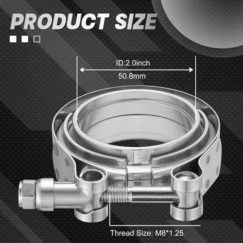 Miniatura 6 de Abrazadera de banda en V de 2,0 pulgadas con brida macho hembra universal 304 acero inoxidable para coche 1PC