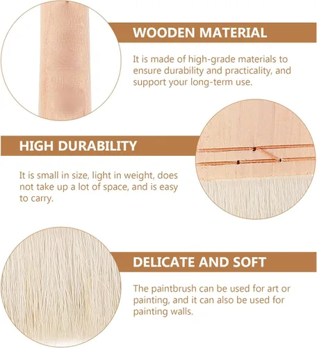 Miniatura 3 de EXCEART Herramienta de pintura de arte DIY pincel plano de pintura al óleo de tamaño pequeño para decoración casera pintura de pared