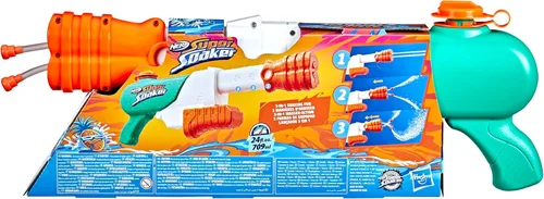 Miniatura 4 de SUPERSOAKER - Blaster de agua Nerf Super Soaker Hydro Frenzy , diversión sin límites 3 en 1, boquilla ajustable, 2 tubos de lanzamiento de agua