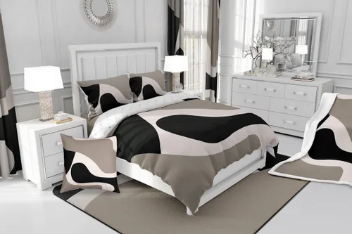 Miniatura 5 de Erosebridal Funda de edredón a rayas color negro y beige, funda de edredón bohemia moderna geométrica abstracta para mujeres, hombres y adultos