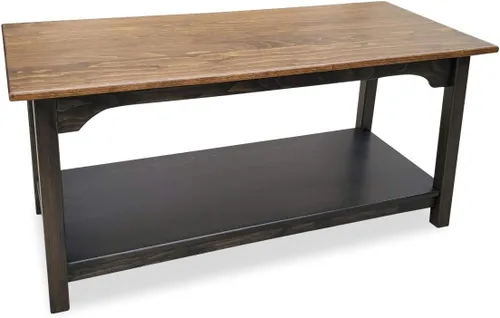 Miniatura 4 de Peaceful Classics Mesa auxiliar amish de madera rústica, muebles amish, estantes de 2 niveles, mesas de centro de granja hechas de madera real