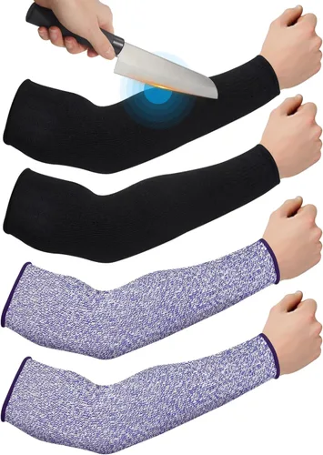 Miniatura 12 de Geyoga 2 pares de mangas protectoras de brazo para piel delgada y moretones, mangas protectoras resistentes a cortes para hombres y mujeres, Negro