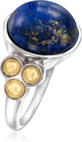 Miniatura 3 de Ross-Simons Anillo de lapislázuli en plata de ley y oro amarillo de 14 quilates, Gema, Lapislázuli