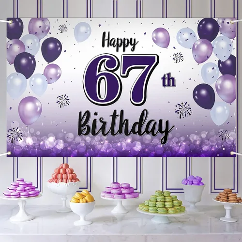 Miniatura 48 de Decoraciones de feliz cumpleaños 30, cartel grande de globo morado de 30 cumpleaños, suministros para fiesta de cumpleaños de 30 años. 30 (EE. UU.)