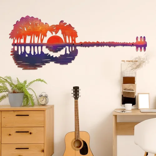 KOYILTD Decoración de pared de metal rústico Music Is What Feelings Sound Like Guitar Pick Escultura de pared de guitarra, arte de pared de guitarra