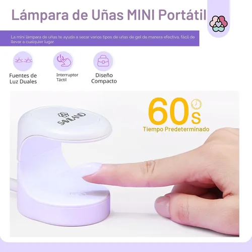 Miniatura 6 de Saviland Mini Lámpara de Uñas, Lámpara de Uñas de Secado Rápido de Gel 16W, Luz UV Portátil para Extensión de Uñas Fácil y Rápida, Lámpara de Curado