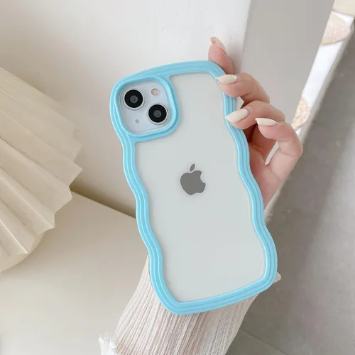 Miniatura 34 de QLTYPRI Funda compatible con iPhone 7/8/SE, bonita funda transparente con marco ondulado rizado para niñas y mujeres, funda protectora de TPU