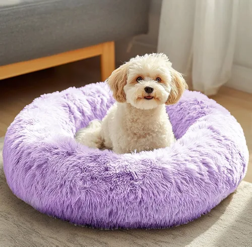 Miniatura 14 de JOLLYVOGUE - Cama para perros y gatos, cama relajante y antiestrés para mascotas y perros pequeños, cojín esponjoso en forma de dona para mascotas