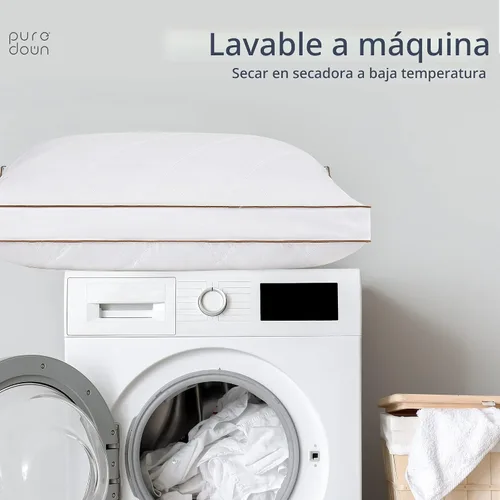 Miniatura 8 de puredown Almohadas de plumas de ganso y plumón, almohadas de lujo premium con funda 100% algodón, paquete de 2, tamaño estándar, 20 x 26 pulgadas