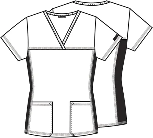 Miniatura 5 de Cherokee Flexibles Mujeres Scrubs Top V-Cuello Knit Panel CK624, Floral Mystique