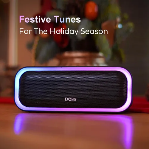 Miniatura 9 de DOSS Bocina SoundBox Pro Bluetooth inalámbrica portátil con sonido estéreo de 20 W, bajos adicionales activos, conexión inalámbrica estéreo, luces